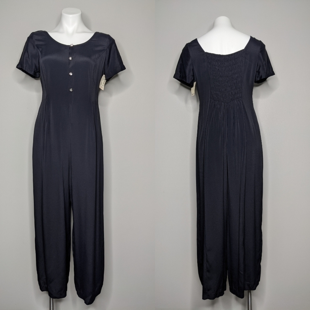NWT Vintage Miss Ashlee black rhinestone jumpsuit M